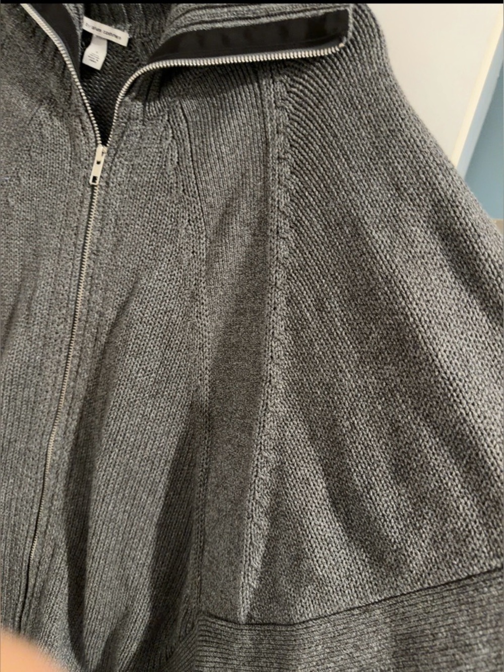 Cotton by Autumn Cashmere 100% Cotton Zip Up Poncho Sweater Charcoal Grey Small - Picture 8 of 13
